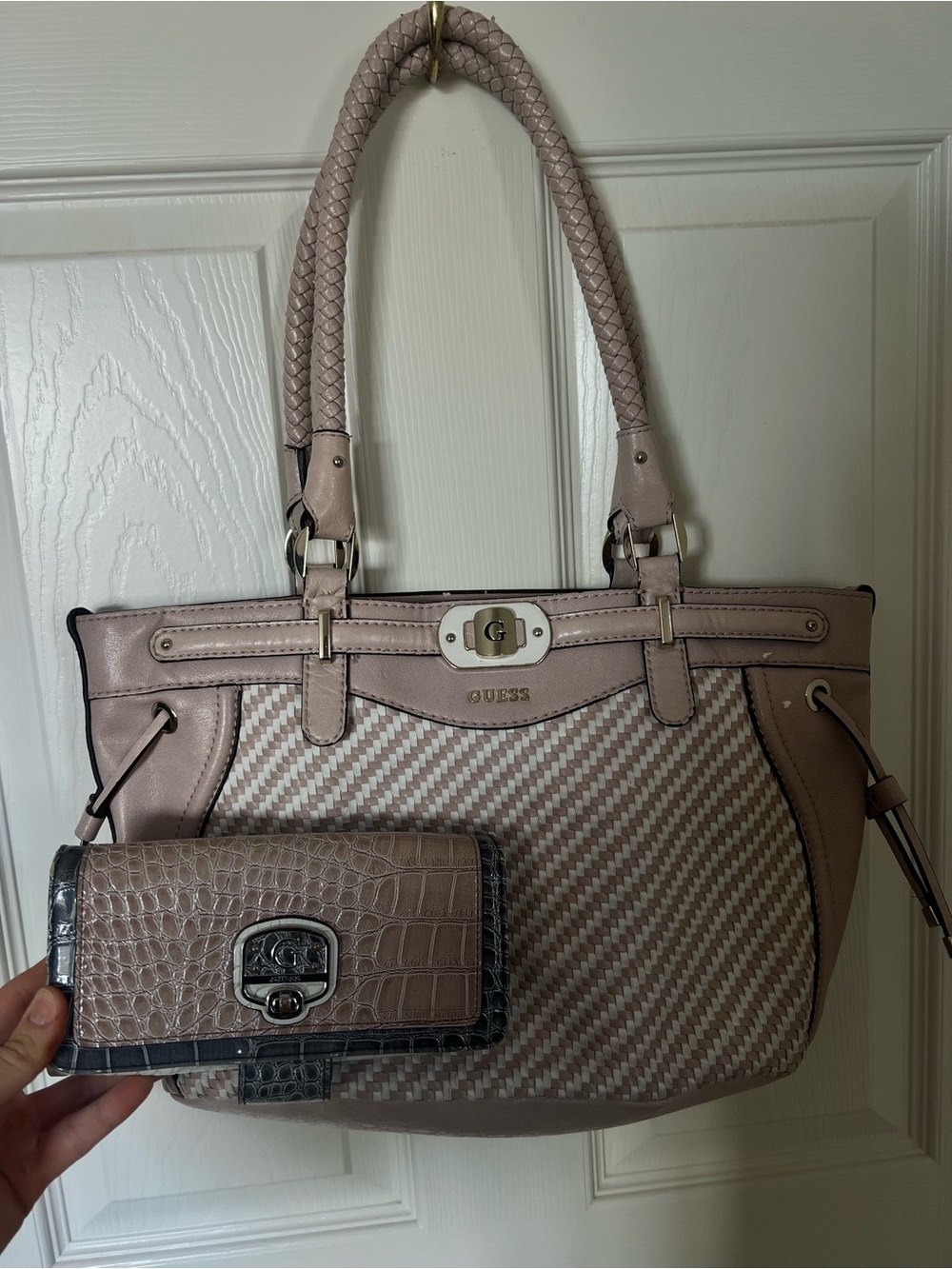 GUESS Blush Taupe Tote with Matching Wallet